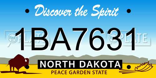 1BA7631 North Dakota License Plate