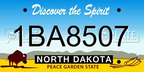 1BA8507 North Dakota License Plate