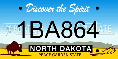 1BA864 North Dakota License Plate