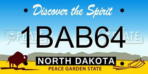 1BAB64 North Dakota License Plate