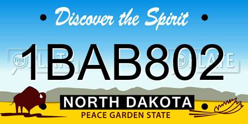 1BAB802 North Dakota License Plate