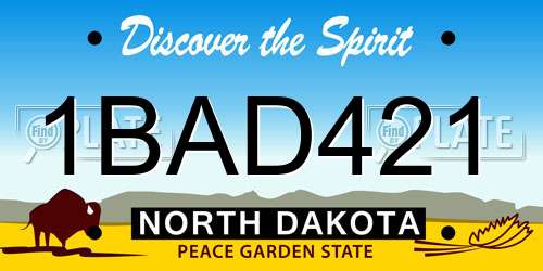 1BAD421 North Dakota License Plate