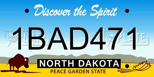 1BAD471 North Dakota License Plate