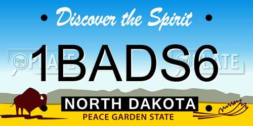 1BADS6 North Dakota License Plate