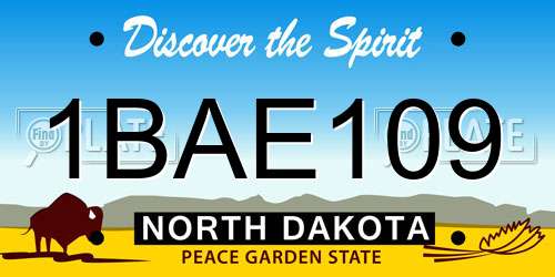 1BAE109 North Dakota License Plate
