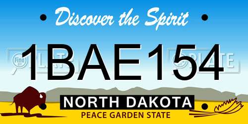 1BAE154 North Dakota License Plate