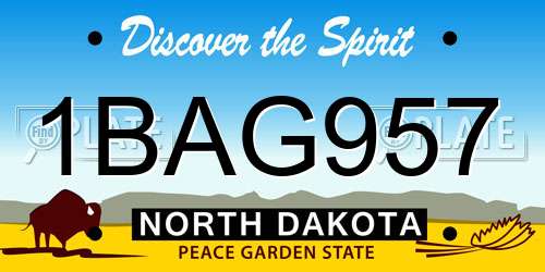 1BAG957 North Dakota License Plate