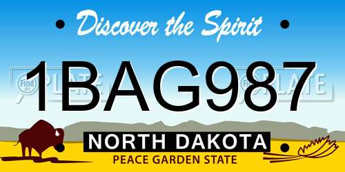 1BAG987 North Dakota License Plate