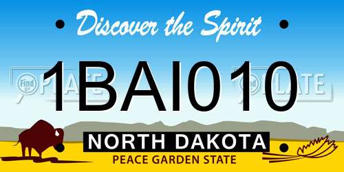 1BAI010 North Dakota License Plate