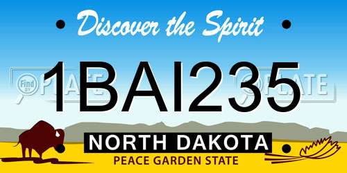 1BAI235 North Dakota License Plate