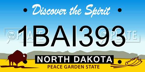 1BAI393 North Dakota License Plate