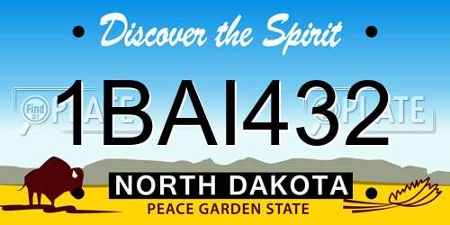 1BAI432 North Dakota License Plate