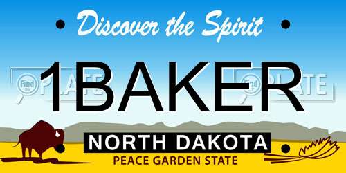 1BAKER North Dakota License Plate
