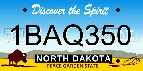 1BAQ350 North Dakota License Plate
