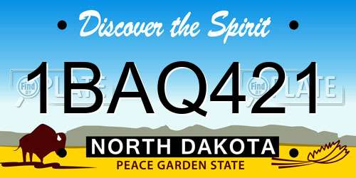 1BAQ421 North Dakota License Plate