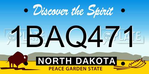 1BAQ471 North Dakota License Plate
