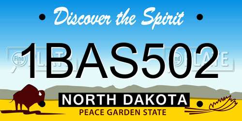 1BAS502 North Dakota License Plate