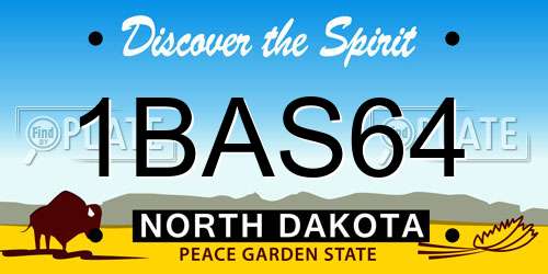 1BAS64 North Dakota License Plate