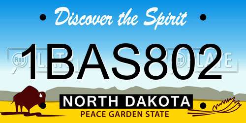 1BAS802 North Dakota License Plate