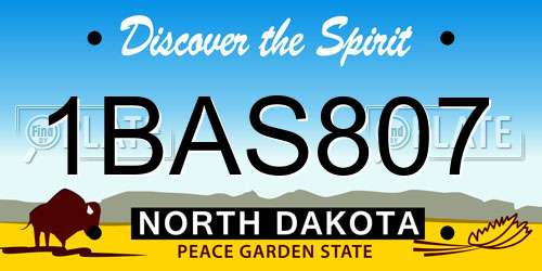 1BAS807 North Dakota License Plate