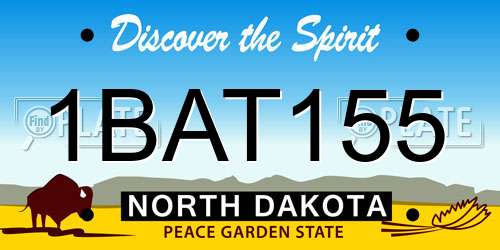 1BAT155 North Dakota License Plate