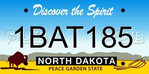 1BAT185 North Dakota License Plate