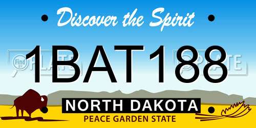 1BAT188 North Dakota License Plate