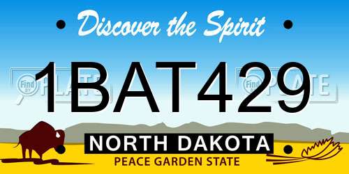 1BAT429 North Dakota License Plate