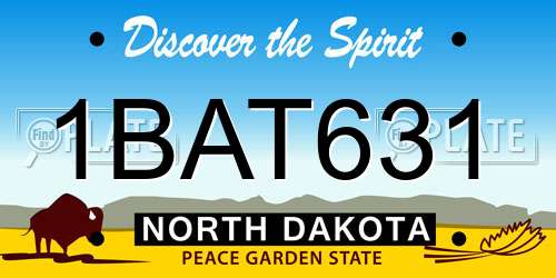 1BAT631 North Dakota License Plate