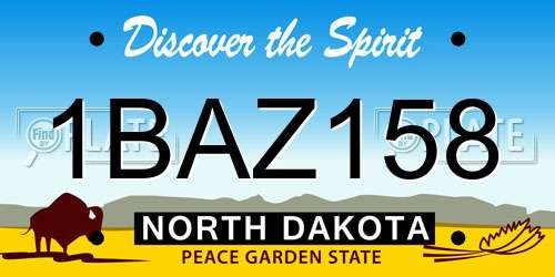 1BAZ158 North Dakota License Plate