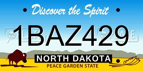 1BAZ429 North Dakota License Plate