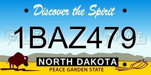 1BAZ479 North Dakota License Plate
