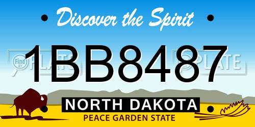1BB8487 North Dakota License Plate