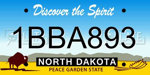 1BBA893 North Dakota License Plate