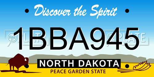 1BBA945 North Dakota License Plate
