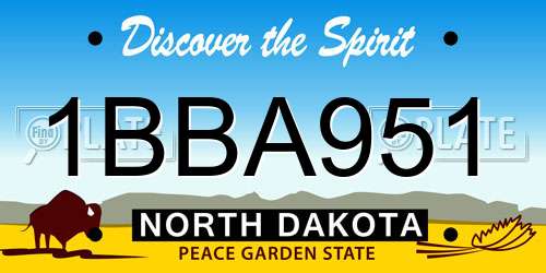 1BBA951 North Dakota License Plate
