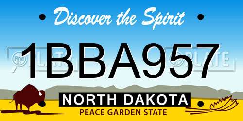 1BBA957 North Dakota License Plate