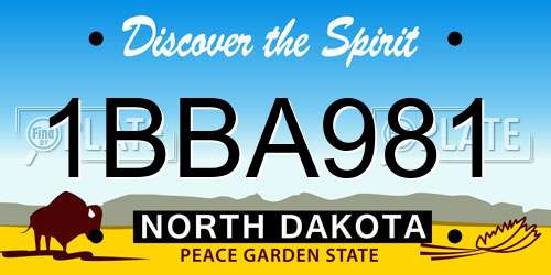1BBA981 North Dakota License Plate