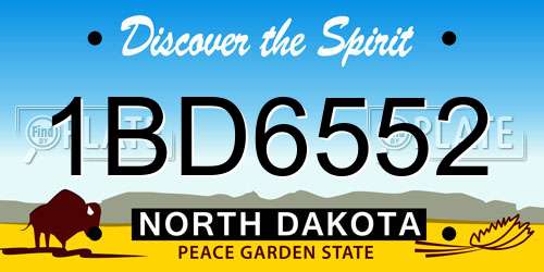 1BD6552 North Dakota License Plate