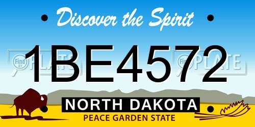 1BE4572 North Dakota License Plate