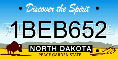 1BEB652 North Dakota License Plate