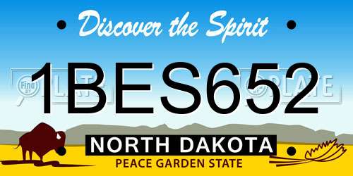 1BES652 North Dakota License Plate