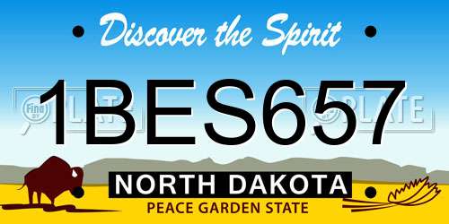 1BES657 North Dakota License Plate