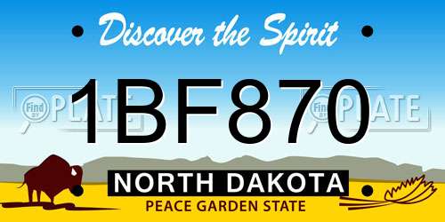 1BF870 North Dakota License Plate