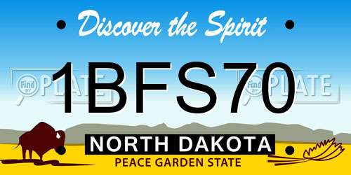 1BFS70 North Dakota License Plate