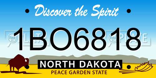 1BO6818 North Dakota License Plate