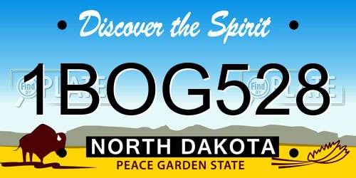 1BOG528 North Dakota License Plate