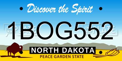 1BOG552 North Dakota License Plate