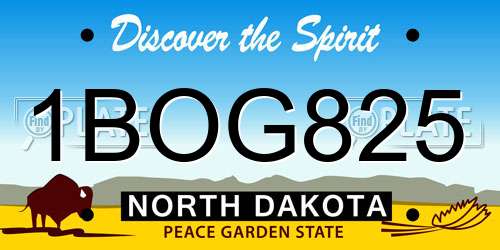 1BOG825 North Dakota License Plate