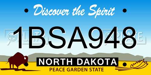 1BSA948 North Dakota License Plate
